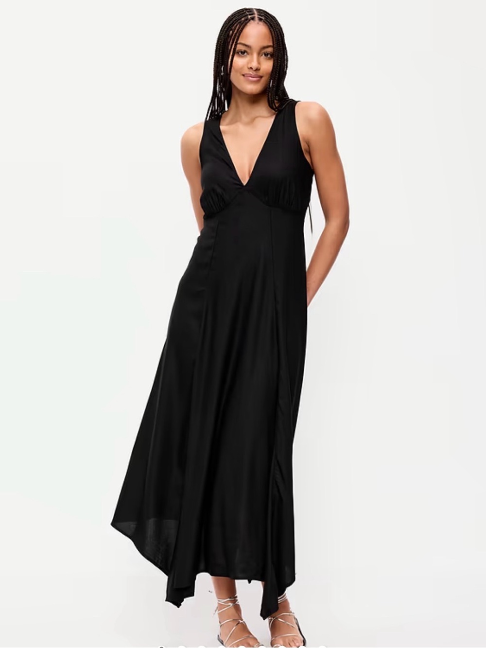 Old Navy Black V-Neck Asymmetrical Maxi Dress